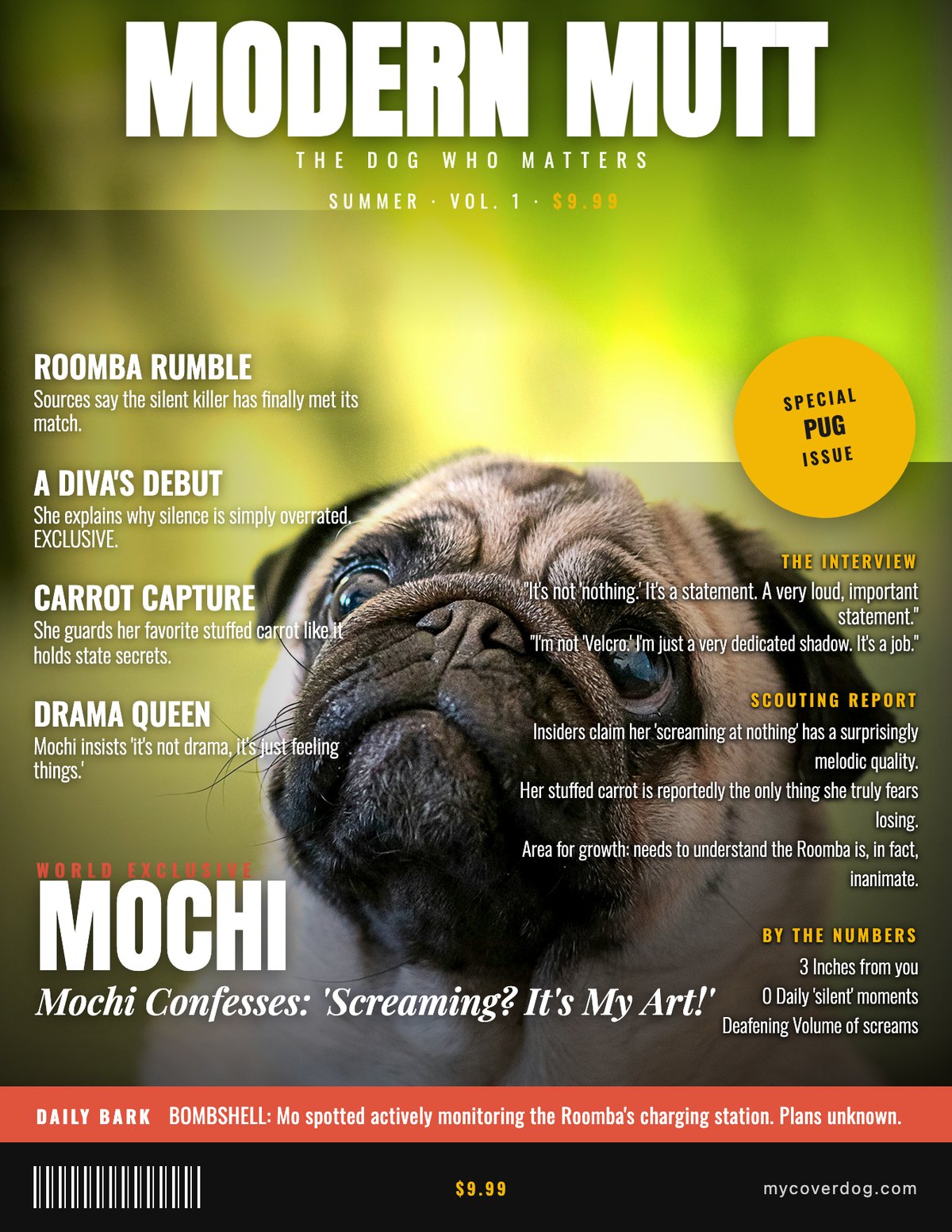 Mochi on the cover of Modern Mutt