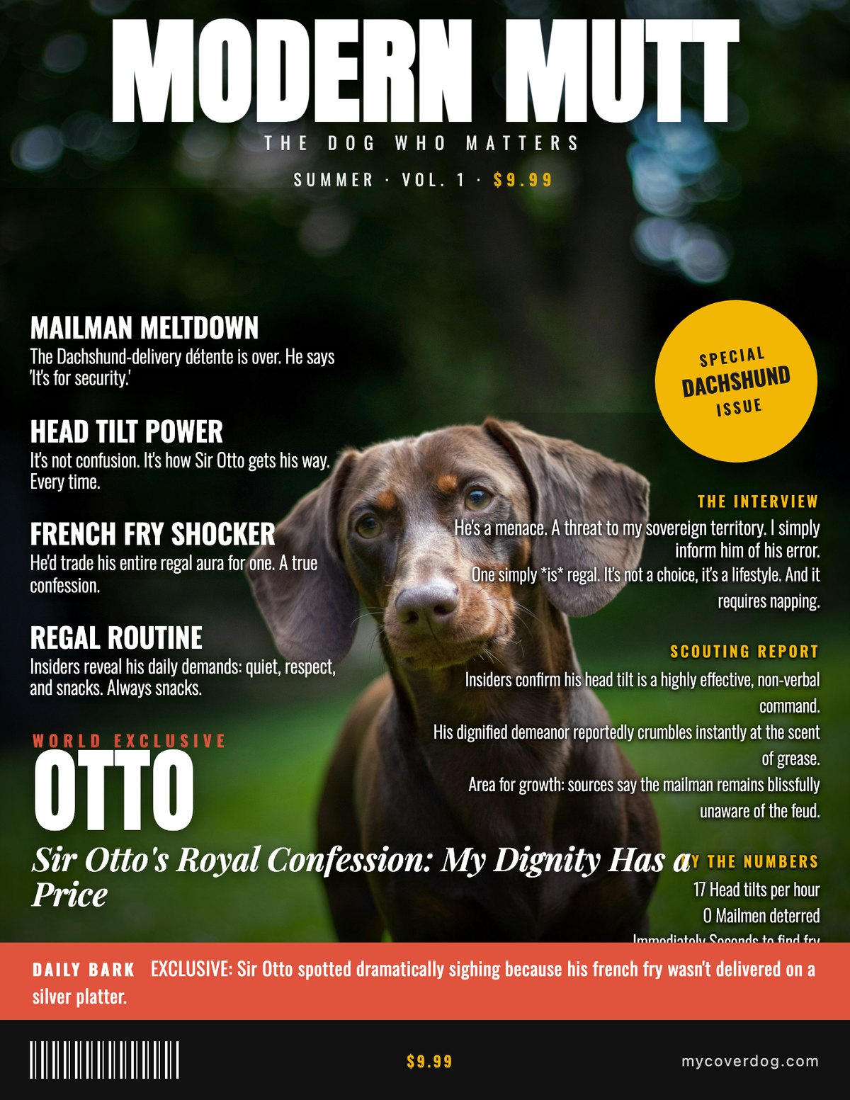Otto on the cover of Modern Mutt